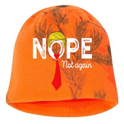 NOPE Not Again Funny Sarcastic Trump Statement USA Humor USA Kati - Camo Knit Beanie