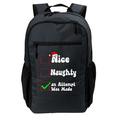 Nice Naughty An Attempt Was Made Christmas List Daily Commute Backpack