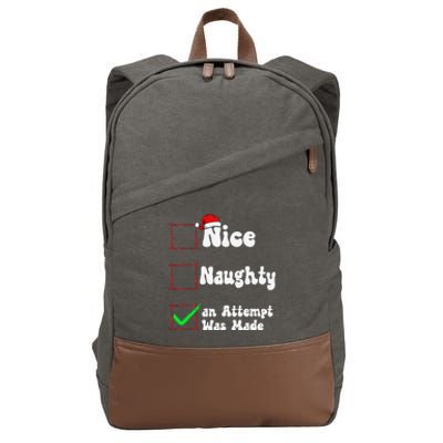 Nice Naughty An Attempt Was Made Christmas List Cotton Canvas Backpack