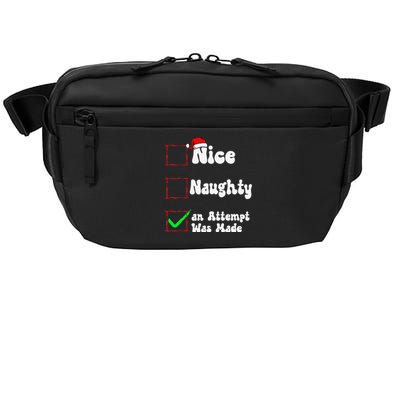 Nice Naughty An Attempt Was Made Christmas List Crossbody Pack