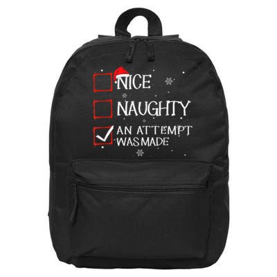 Nice Naughty An Attempt Was Made Christmas List 16 in Basic Backpack