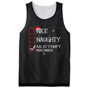 Nice Naughty An Attempt Was Made Christmas List Mesh Reversible Basketball Jersey Tank