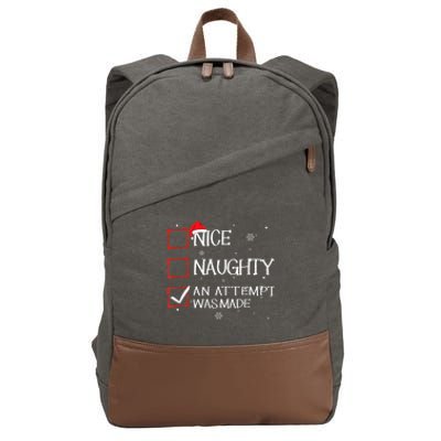 Nice Naughty An Attempt Was Made Christmas List Cotton Canvas Backpack