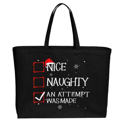 Nice Naughty An Attempt Was Made Christmas List Cotton Canvas Jumbo Tote