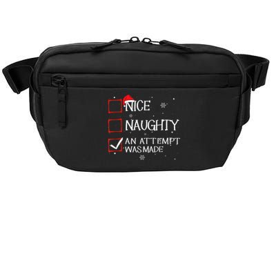 Nice Naughty An Attempt Was Made Christmas List Crossbody Pack