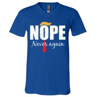 Nope Never Again Funny Trump Hair V-Neck T-Shirt