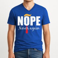 Nope Never Again Funny Trump Hair V-Neck T-Shirt