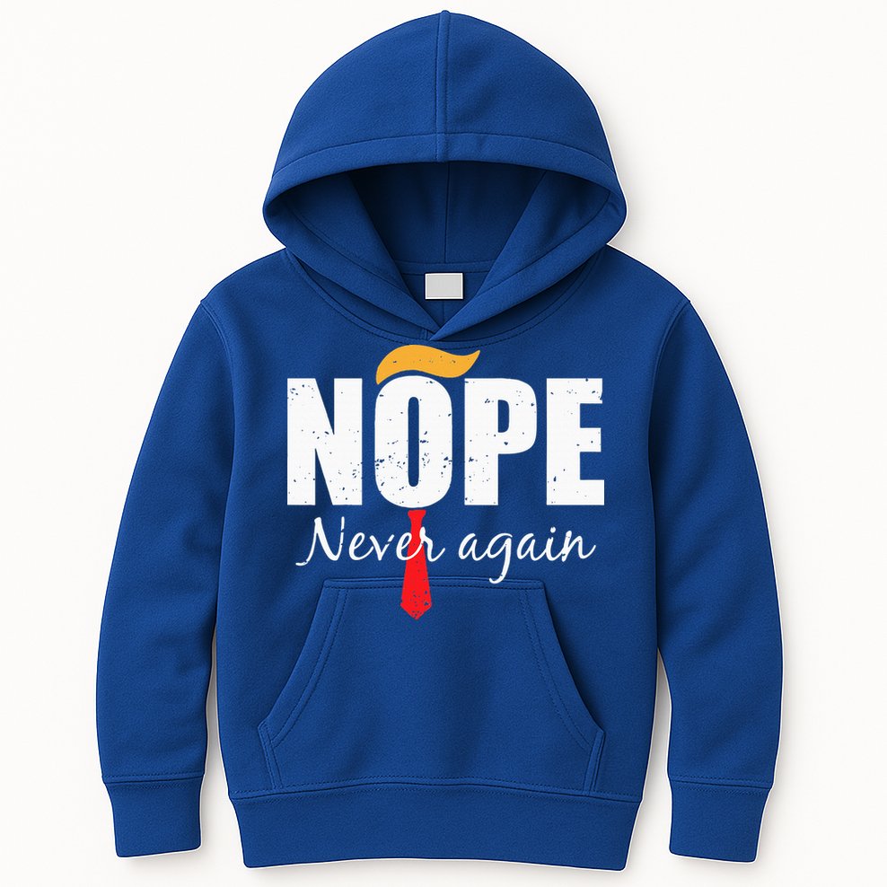 Nope Never Again Funny Trump Hair Kids Hoodie