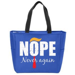 Nope Never Again Funny Trump Hair Zip Tote Bag