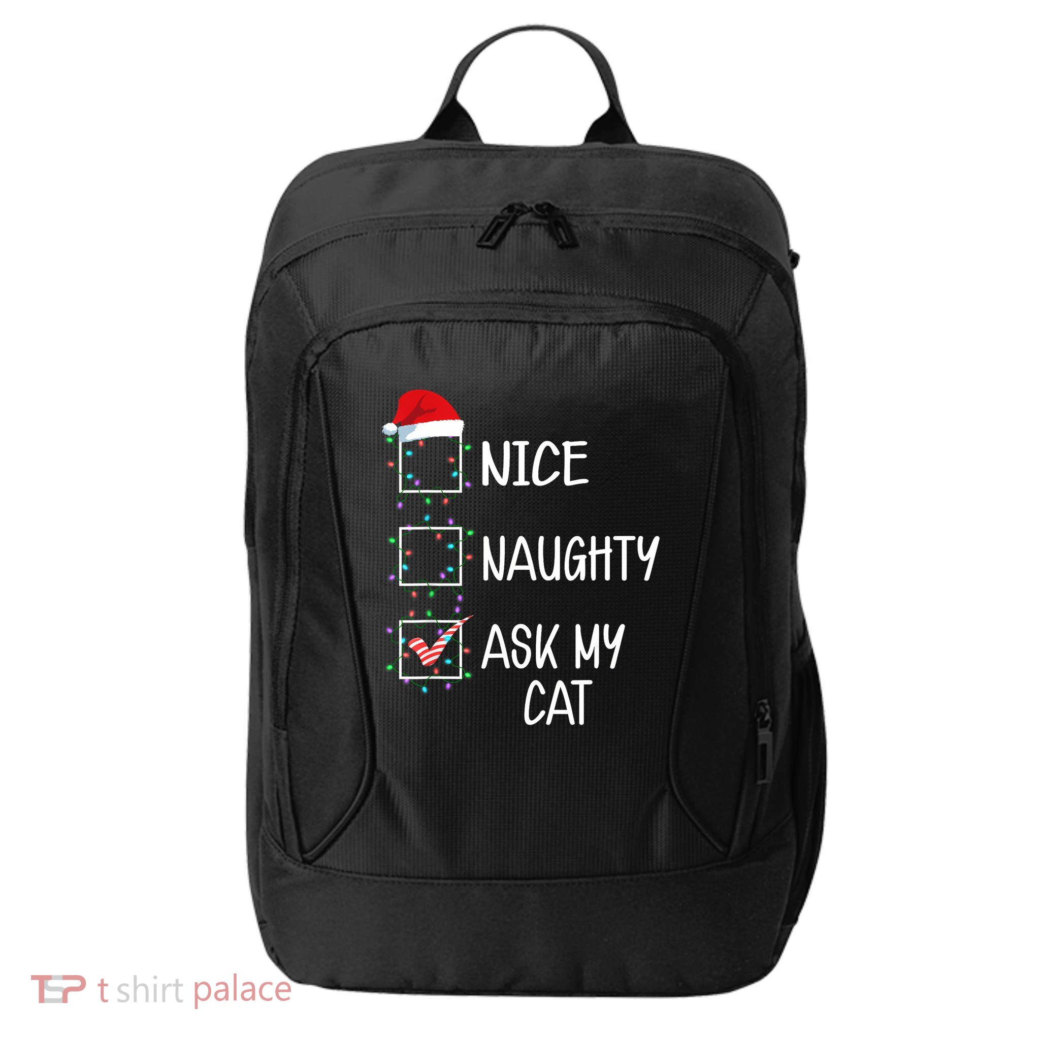 Nice Naughty Ask My Cat Funny Christmas List City Backpack