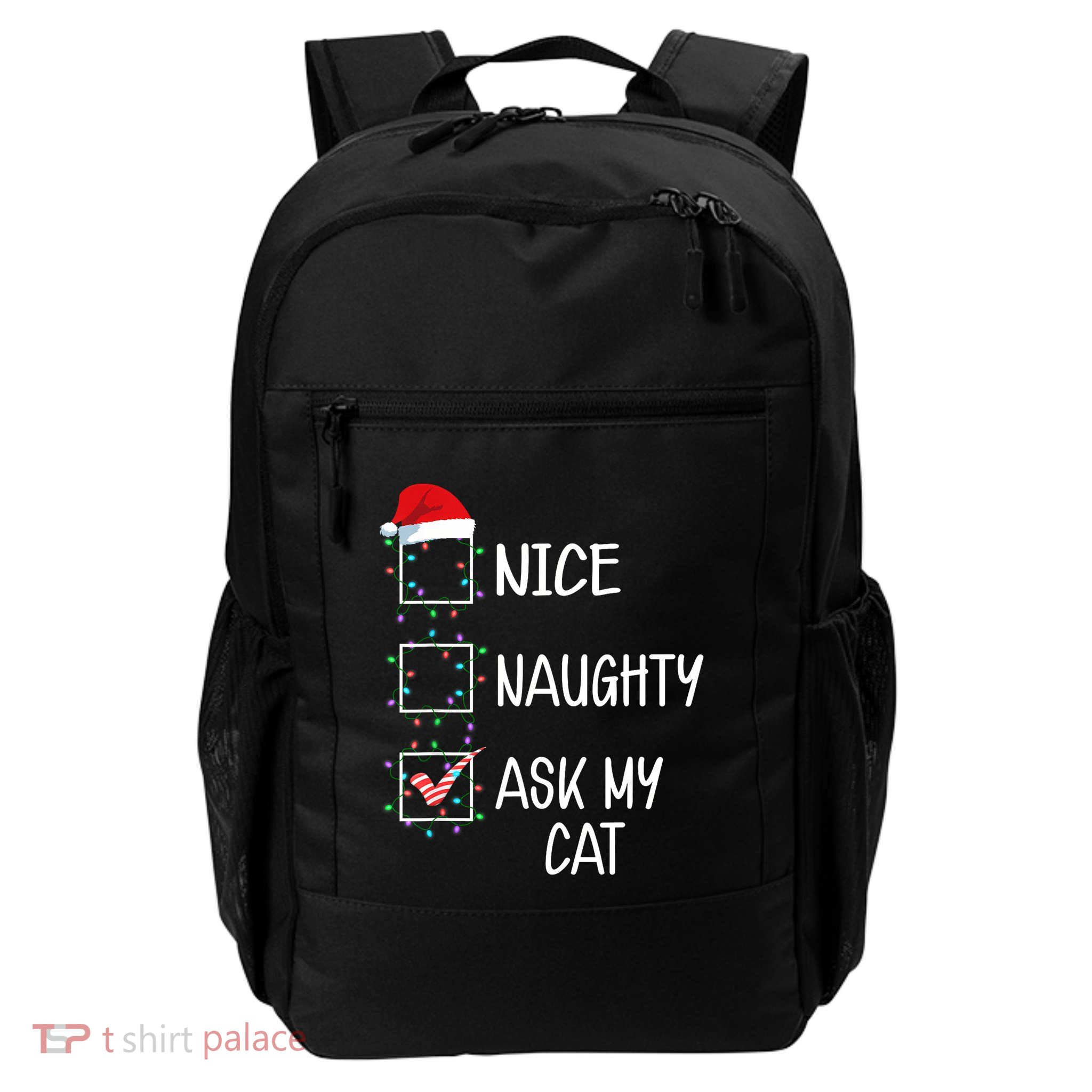 Nice Naughty Ask My Cat Funny Christmas List Backpack