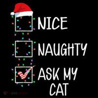 Nice Naughty Ask My Cat Funny Christmas List Sustainable Bucket Hat