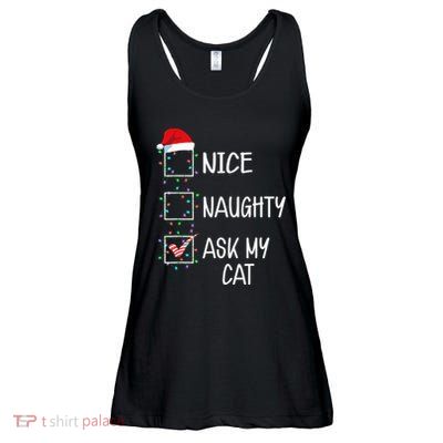 Nice Naughty Ask My Cat Funny Christmas List Ladies Essential Flowy Tank