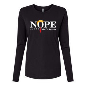 Nope Not Again Funny Trump Political Election 2024 Support Womens Cotton Relaxed Long Sleeve T-Shirt