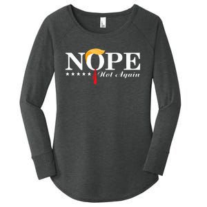 Nope Not Again Funny Trump Political Election 2024 Support Women's Perfect Tri Tunic Long Sleeve Shirt