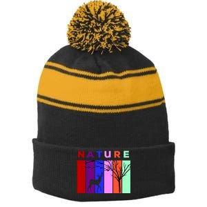 Nature Stripe Pom Pom Beanie