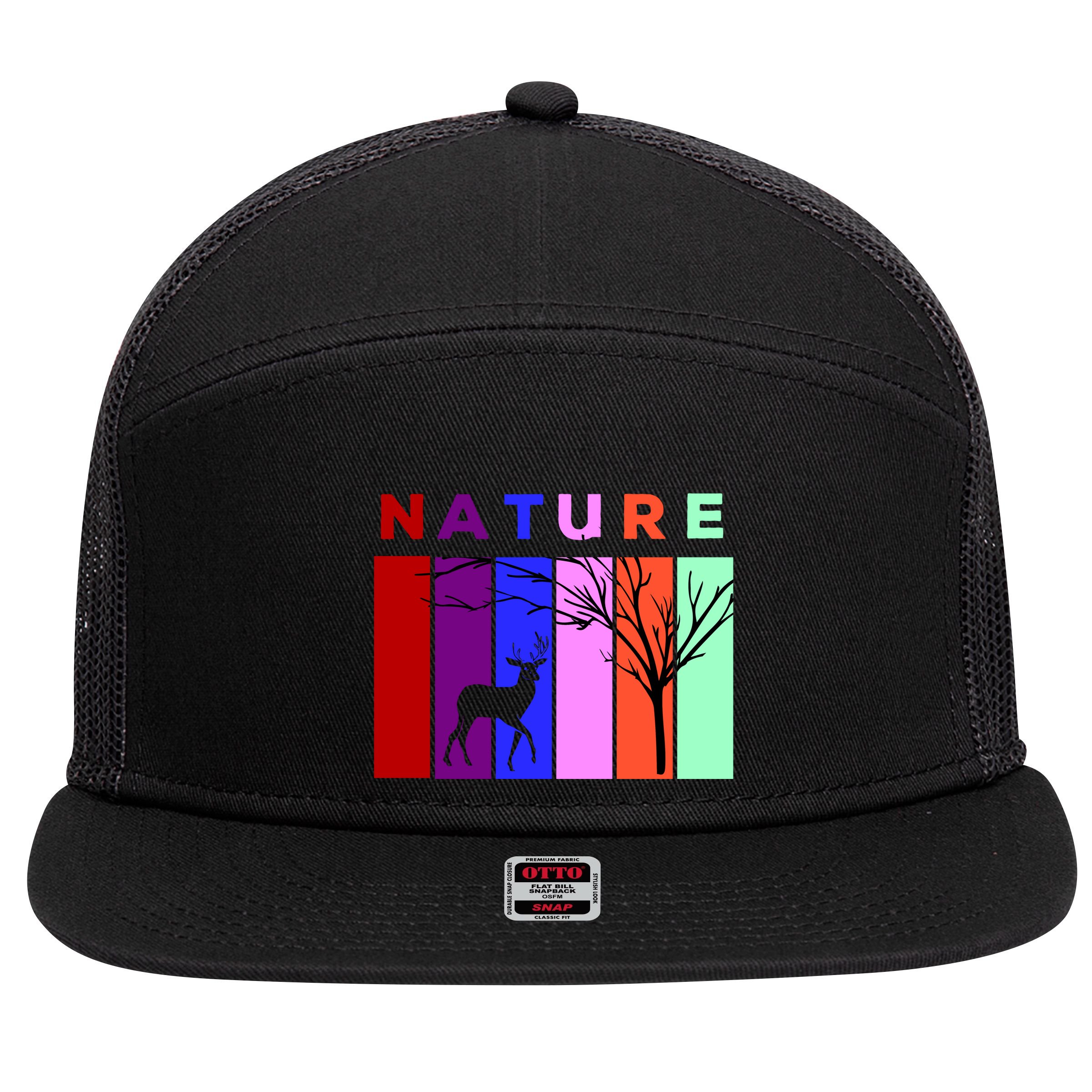 Nature 7 Panel Mesh Trucker Snapback Hat
