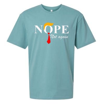 Nope Not Again Funny Trump Apparel Nope Not Again Trump Sueded Cloud Jersey T-Shirt