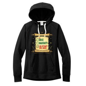 Nice Naughty An Attempt Was Made Christmas Funny Xmas List Women's Fleece Hoodie