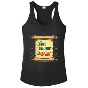 Nice Naughty An Attempt Was Made Christmas Funny Xmas List Ladies PosiCharge Competitor Racerback Tank