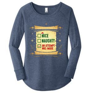 Nice Naughty An Attempt Was Made Christmas Funny Xmas List Women's Perfect Tri Tunic Long Sleeve Shirt