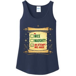 Nice Naughty An Attempt Was Made Christmas Funny Xmas List Ladies Essential Tank