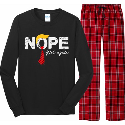 Nope Not Again Funny Trump Long Sleeve Pajama Set