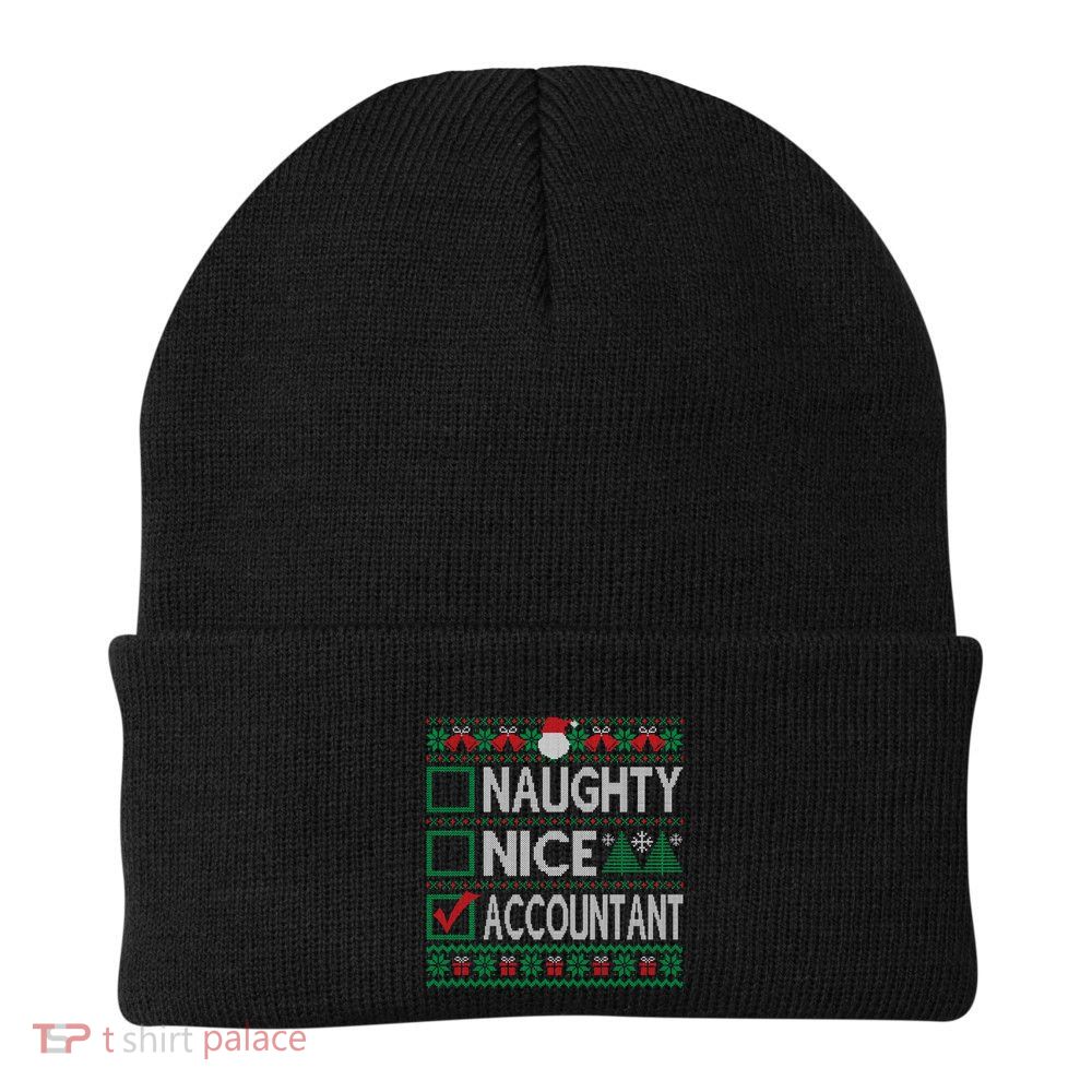 Naughty Nice Accountant Christmas List Ugly Party Meaningful Gift Beanie
