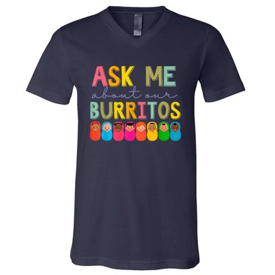 NICU Nurse Ask Me About Our Burritos Infant Care Specialist V-Neck T-Shirt