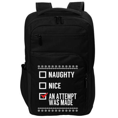 Naughty Nice An Attempt Was Made Christmas Checklist Gift Impact Tech Backpack