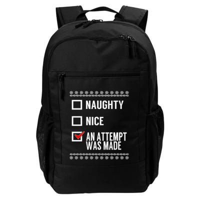 Naughty Nice An Attempt Was Made Christmas Checklist Gift Backpack