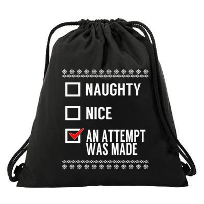 Naughty Nice An Attempt Was Made Christmas Checklist Gift Drawstring Bag