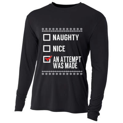 Naughty Nice An Attempt Was Made Christmas Checklist Gift Cooling Performance Long Sleeve Crew