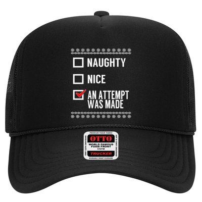 Naughty Nice An Attempt Was Made Christmas Checklist Gift Trucker Hat
