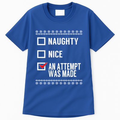 Naughty Nice An Attempt Was Made Christmas Checklist Gift Tall T-Shirt
