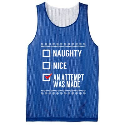 Naughty Nice An Attempt Was Made Christmas Checklist Gift Mesh Reversible Basketball Jersey Tank