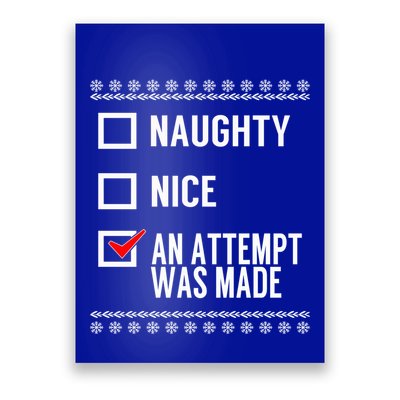 Naughty Nice An Attempt Was Made Christmas Checklist Gift Poster