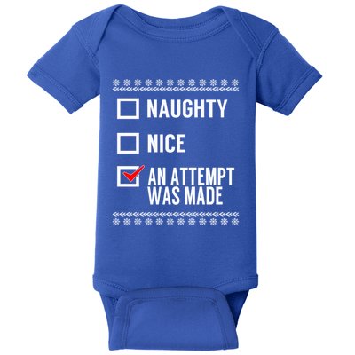 Naughty Nice An Attempt Was Made Christmas Checklist Gift Baby Bodysuit