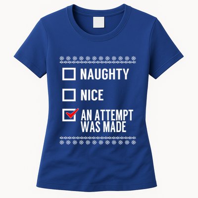 Naughty Nice An Attempt Was Made Christmas Checklist Gift Womens T-Shirt
