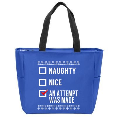 Naughty Nice An Attempt Was Made Christmas Checklist Gift Zip Tote Bag