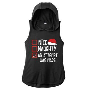 Naughty Nice An Attempt Was Made Christmas Funny Santa Hat Gift Ladies PosiCharge Tri-Blend Wicking Draft Hoodie Tank