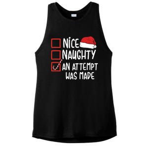 Naughty Nice An Attempt Was Made Christmas Funny Santa Hat Gift Ladies PosiCharge Tri-Blend Wicking Tank