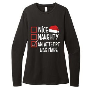 Naughty Nice An Attempt Was Made Christmas Funny Santa Hat Gift Womens CVC Long Sleeve Shirt