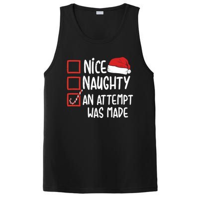 Naughty Nice An Attempt Was Made Christmas Funny Santa Hat Gift PosiCharge Competitor Tank