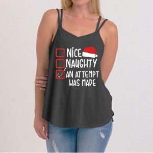 Naughty Nice An Attempt Was Made Christmas Funny Santa Hat Gift Women's Strappy Tank