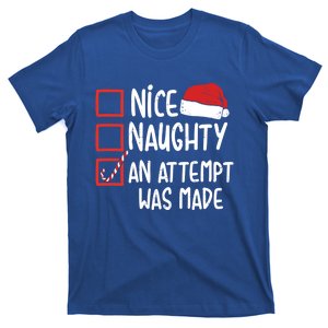 Naughty Nice An Attempt Was Made Christmas Funny Santa Hat Gift T-Shirt