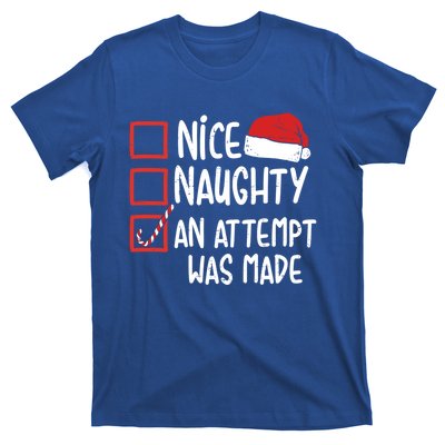 Naughty Nice An Attempt Was Made Christmas Funny Santa Hat Gift T-Shirt