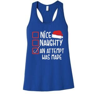 Naughty Nice An Attempt Was Made Christmas Funny Santa Hat Gift Women's Racerback Tank