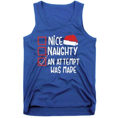 Naughty Nice An Attempt Was Made Christmas Funny Santa Hat Gift Tank Top