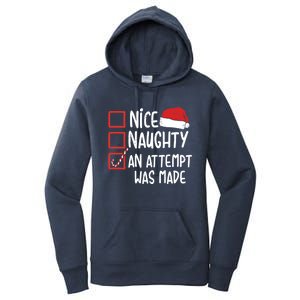 Naughty Nice An Attempt Was Made Christmas Funny Santa Hat Gift Women's Pullover Hoodie